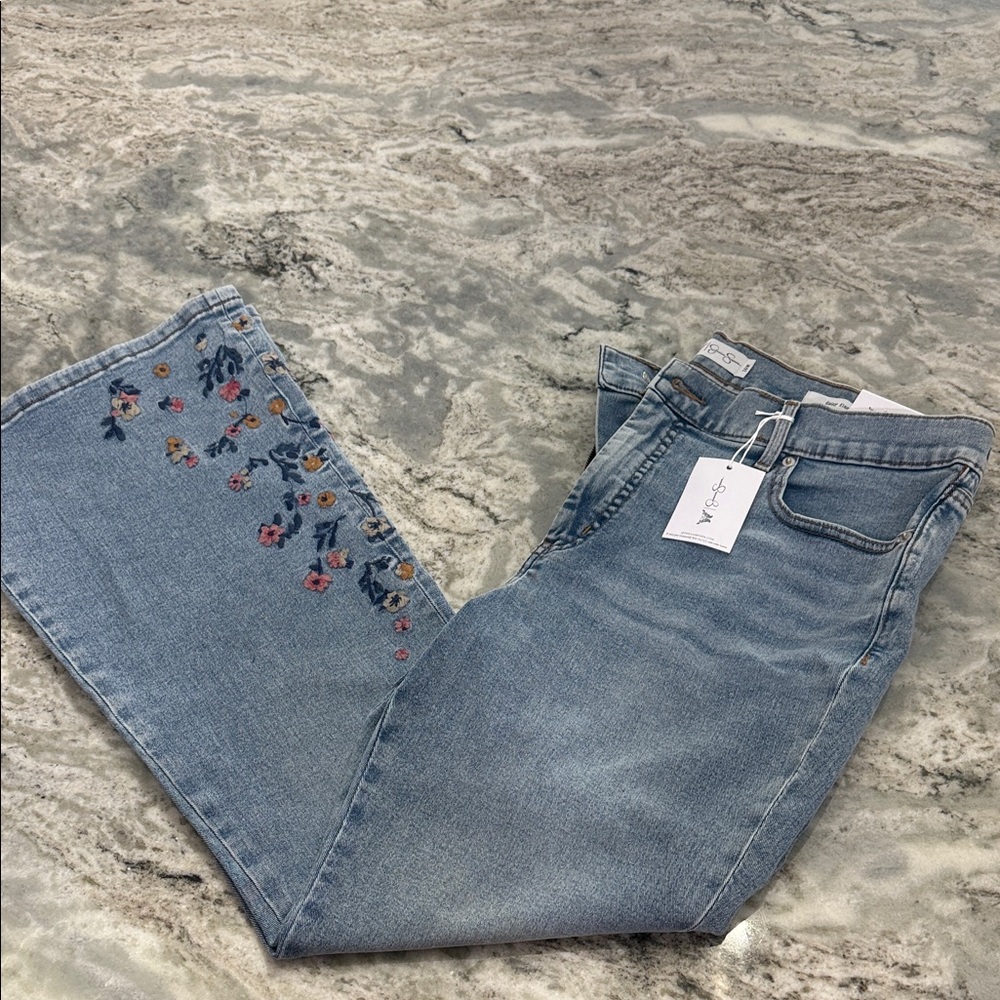 Jessica Simpson Light Blue Embroidered Flare Jeans - Picture 8 of 8